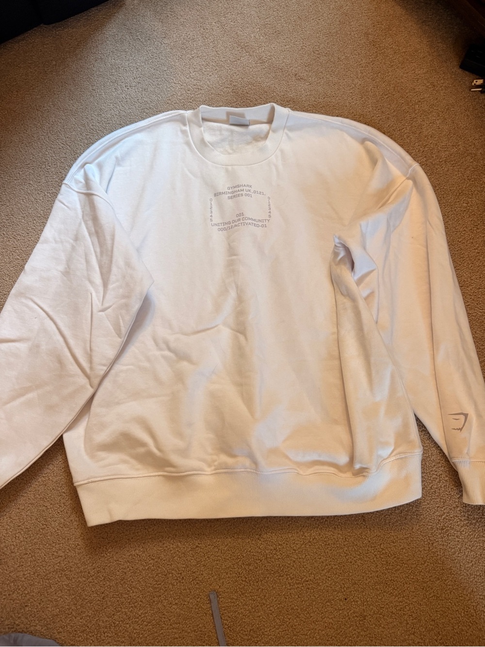 Gymshark White Crewneck Sweatshirt with Subtle Chest Print